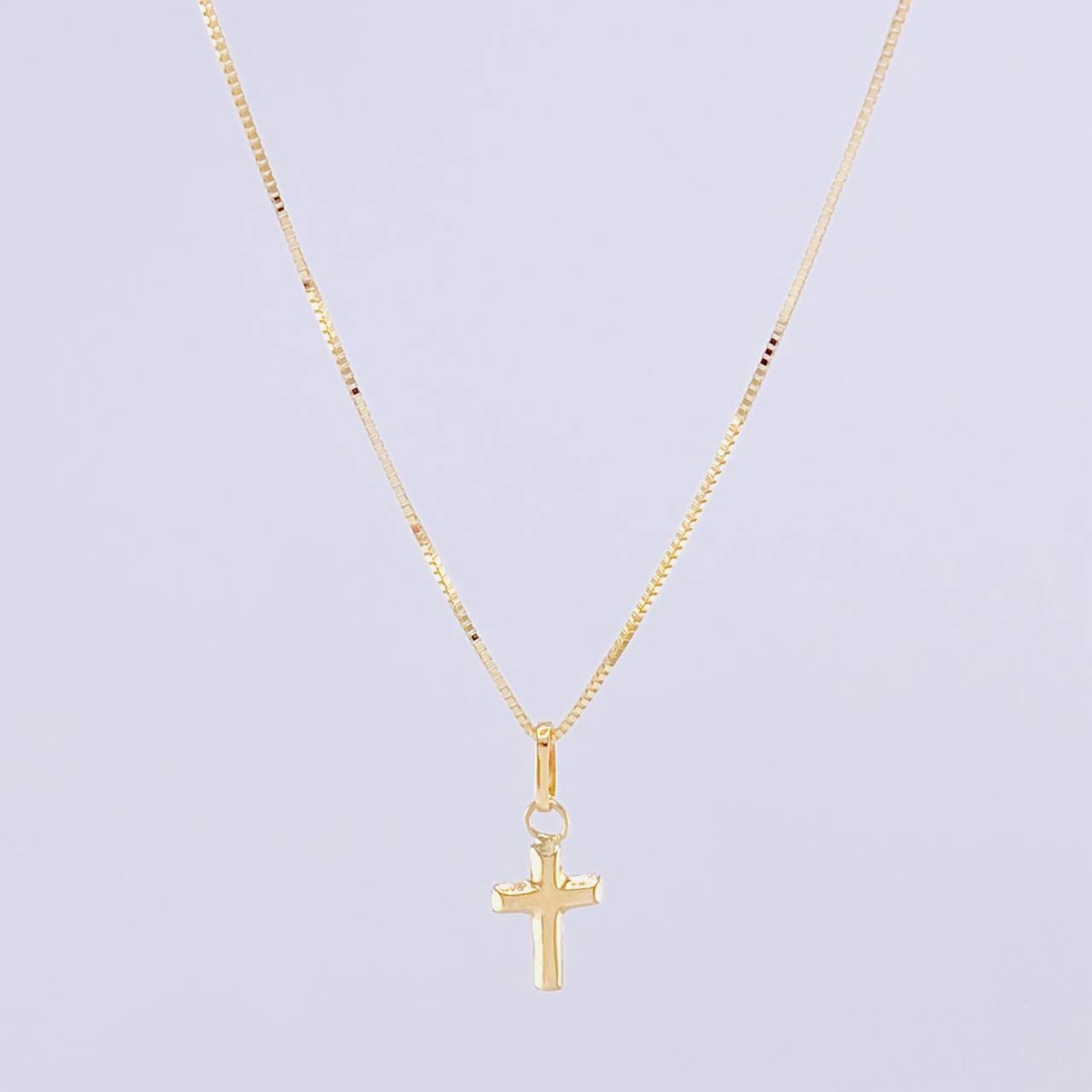 Set Cadena Veneciana + Dije Cruz / 1.35g / 18 in Oro Amarillo 18K