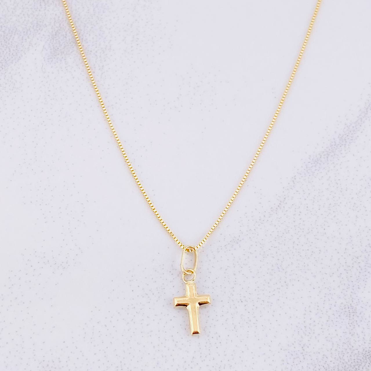 Venetian Chain Set + Cross Pendant / 1.3g / 18 in Yellow Gold 18K