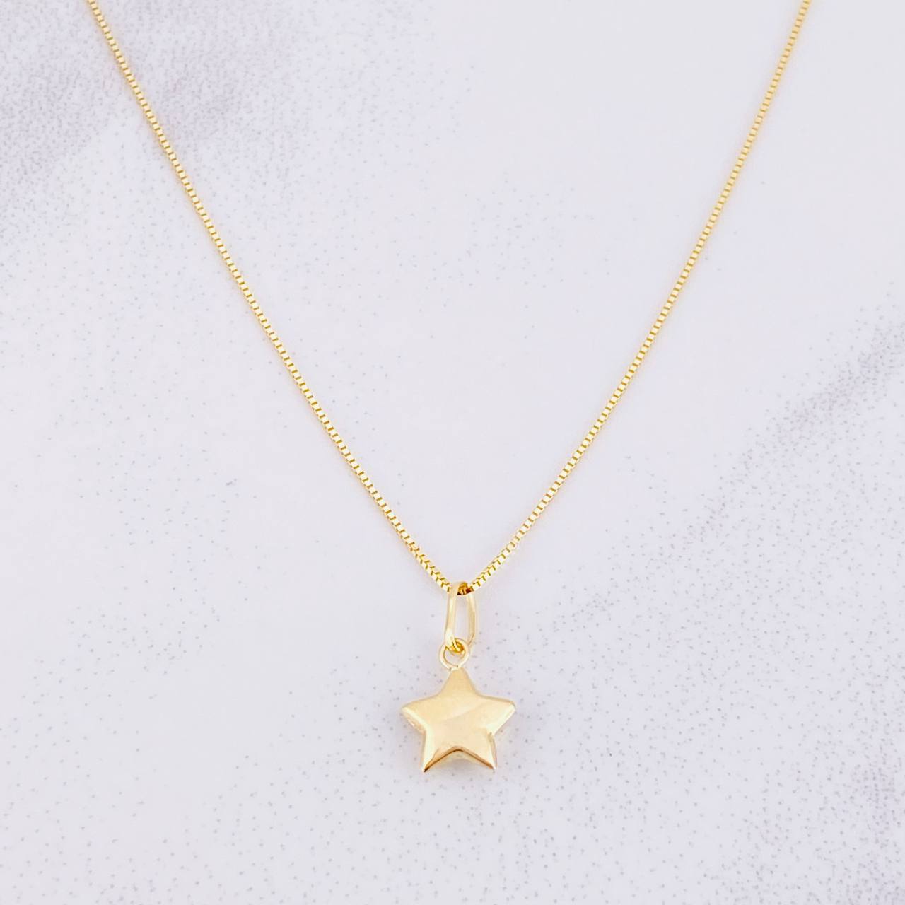 Venetian Chain Set + Star Pendant / 1.4g / 18 in Yellow Gold 18K