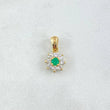 Pendant Flower Eight Petals 0.85gr / 1.3cm / Emerald 8pts Diamonds 28pts Yellow Gold 18K (Jewel) ©