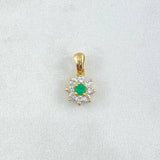Pendant Flower Eight Petals 0.85gr / 1.3cm / Emerald 8pts Diamonds 28pts Yellow Gold 18K (Jewel) ©