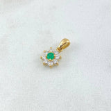 Pendant Flower Eight Petals 0.85gr / 1.3cm / Emerald 8pts Diamonds 28pts Yellow Gold 18K (Jewel) ©