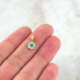 Pendant Flower Eight Petals 0.85gr / 1.3cm / Emerald 8pts Diamonds 28pts Yellow Gold 18K (Jewel) ©