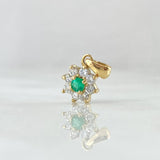 Pendant Flower Eight Petals 0.85gr / 1.3cm / Emerald 8pts Diamonds 28pts Yellow Gold 18K (Jewel) ©