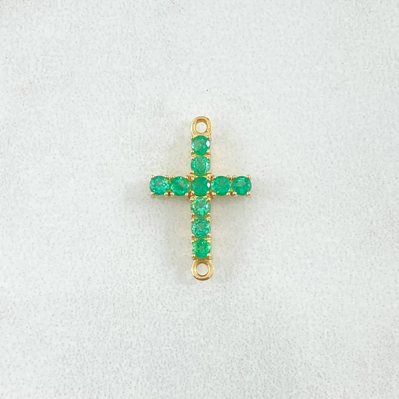 Charm Crúz Tupida 0.9gr / 1.8cm / Emeralds 33pts  Yellow Gold 18K (Jewel) ©