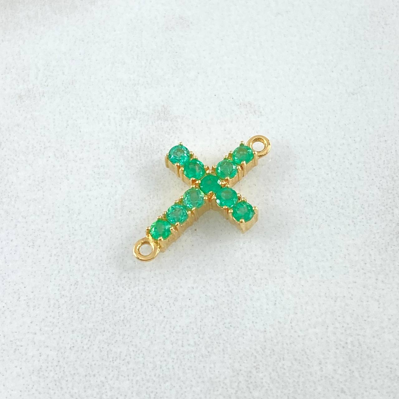 Charm Crúz Tupida 0.9gr / 1.8cm / Emeralds 33pts  Yellow Gold 18K (Jewel) ©