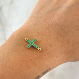 Charm Crúz Tupida 0.9gr / 1.8cm / Emeralds 33pts  Yellow Gold 18K (Jewel) ©