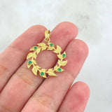 Dije Hojas en Espiral 2.9gr / 3cm / Esmeraldas 18pts Oro Amarillo 18K (Joya) ©