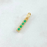 Dije Carril Recto 1.2gr / 2.1cm / Esmeraldas 13pts Oro Amarillo 18K (Joya) ©