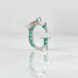 Dije Letra G 1.1gr / 2cm / Esmeraldas 12pts Oro Blanco 18K (Joya) ©