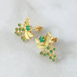 Topos Muerdago Tupido 4.1gr / 1.7cm / Esmeraldas 64pts Oro Amarillo 18K (Joya) ©