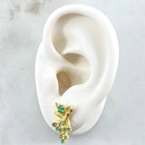 Topos Muerdago Tupido 4.1gr / 1.7cm / Esmeraldas 64pts Oro Amarillo 18K (Joya) ©