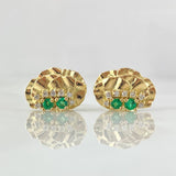 Topos Hoja de Nogal 2.85gr / 1.3cm / Esmeraldas 22pts Diamantes 12pts Oro Amarillo 18K (Joya) ©
