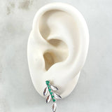 Topos Hojas de Muerdago 2.5gr / 2cm / Esmeraldas 30pts Oro Blanco 18K (Joya) ©