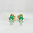 Stud Earrings Trio  1gr / 4.6mm Emeralds 19pts Yellow Gold 18K (Jewel) ©