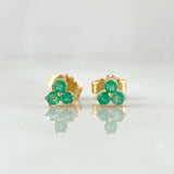 Stud Earrings Trio  1gr / 4.6mm Emeralds 19pts Yellow Gold 18K (Jewel) ©