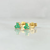 Stud Earrings Trio  1gr / 4.6mm Emeralds 19pts Yellow Gold 18K (Jewel) ©
