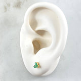 Stud Earrings Trio  1gr / 4.6mm Emeralds 19pts Yellow Gold 18K (Jewel) ©