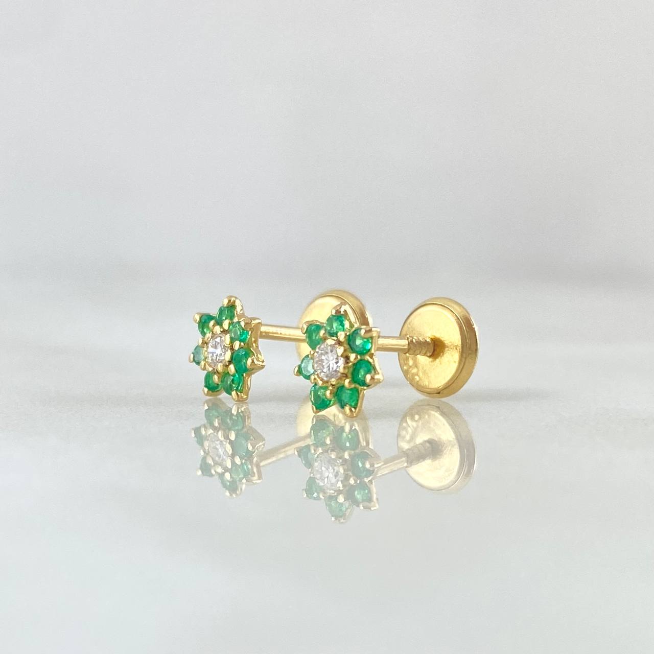 Topos Septima Flor 1gr / 6mm Esmeraldas 22pts Diamante 5pts Oro Amarillo 18K (Joya) ©