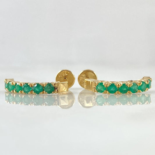 Topos Carril Curvo 2.35gr / 1.7cm / Esmeraldas 80pts Oro Amarillo 18K (Joya) ©