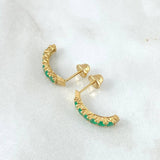 Topos Carril Curvo 2.35gr / 1.7cm / Esmeraldas 80pts Oro Amarillo 18K (Joya) ©