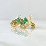 Topos Flor Luna 4.75gr / 1.7cm / Esmeraldas 61pts Diamantes 20pts Oro Amarillo 18K (Joya) ©