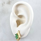 Topos Flor Luna 4.75gr / 1.7cm / Esmeraldas 61pts Diamantes 20pts Oro Amarillo 18K (Joya) ©