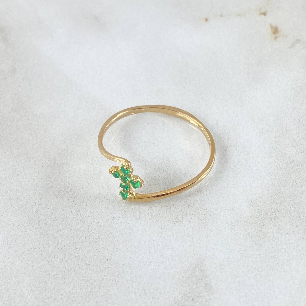 Cross Ring 1gr / T7 1/2 / Emeralds 12pts Yellow Gold 18K (Jewel)