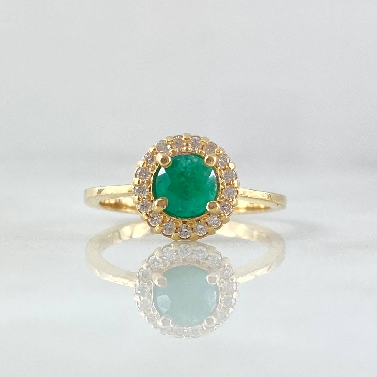 Oval Thick Ring 3.15gr / T7 / Emerald 62pts Diamonds 17pts Yellow Gold 18K (Jewel) ©