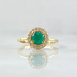 Oval Thick Ring 3.15gr / T7 / Emerald 62pts Diamonds 17pts Yellow Gold 18K (Jewel) ©