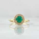 Oval Thick Ring 3.15gr / T7 / Emerald 62pts Diamonds 17pts Yellow Gold 18K (Jewel) ©