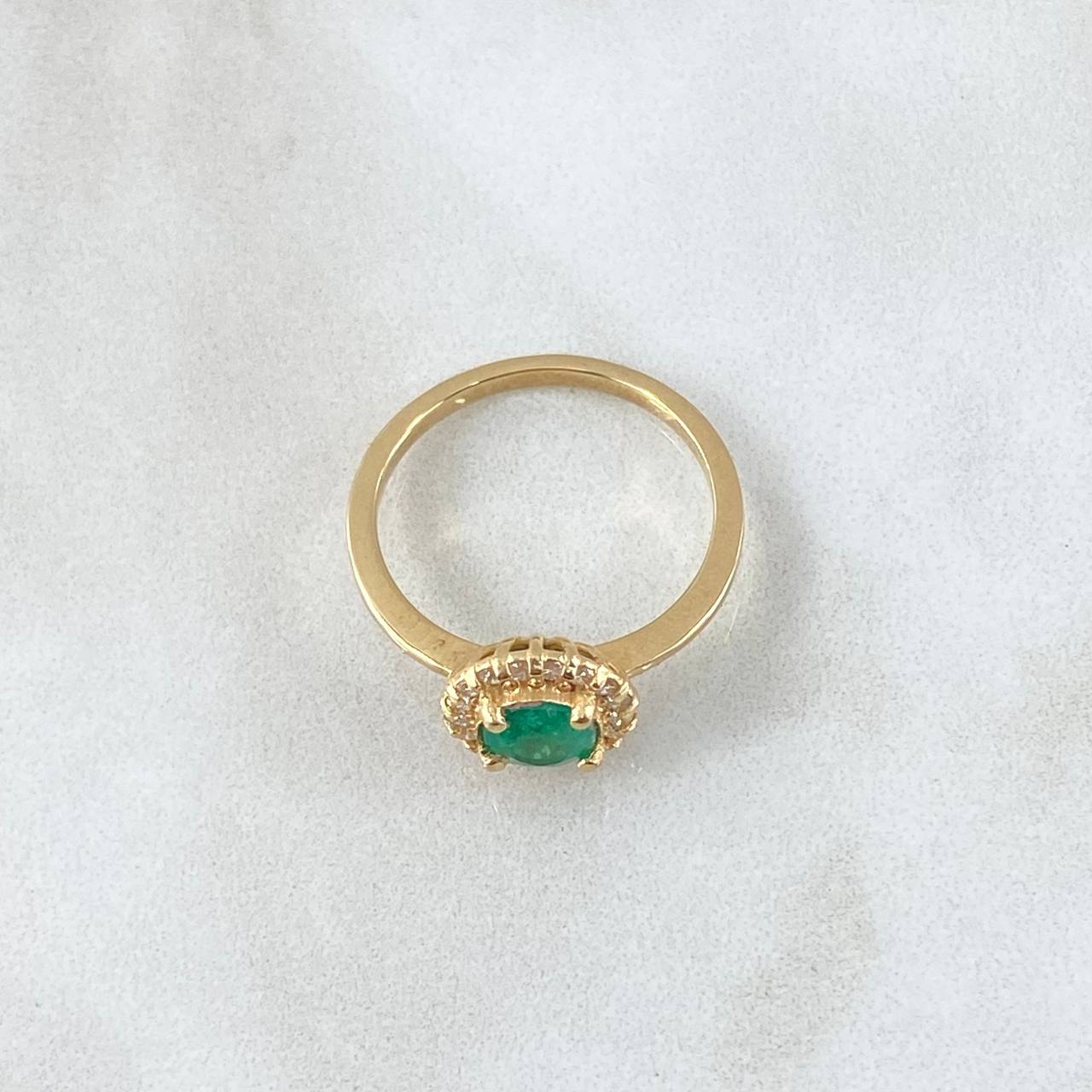 Oval Thick Ring 3.15gr / T7 / Emerald 62pts Diamonds 17pts Yellow Gold 18K (Jewel) ©