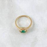 Oval Thick Ring 3.15gr / T7 / Emerald 62pts Diamonds 17pts Yellow Gold 18K (Jewel) ©
