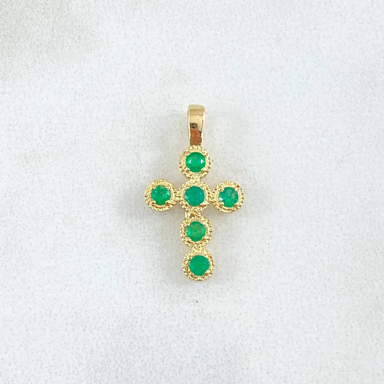 Pendant Crúz Mini Earrings 0.9gr / 1.7cm / Emeralds 40pts Yellow Gold 18K (Jewel)