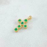 Dije Crúz Mini Aros 0.85gr / 1.7cm / Esmeraldas 40pts Oro Amarillo 18K (Joya) *