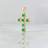 Dije Crúz Mini Aros 0.95gr / 1.7cm / Esmeraldas 59pts Oro Amarillo 18K (Joya) ©