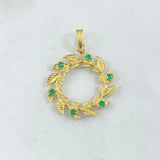 Dije Hojas en Espiral 2.9gr / 3cm / Esmeraldas 18pts Oro Amarillo 18K (Joya) ©