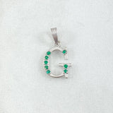 Dije Letra G 1.1gr / 2cm / Esmeraldas 12pts Oro Blanco 18K (Joya) ©
