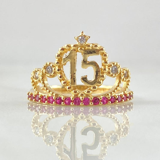 Ring 15s Starred Crown 2.95gr / Size 6 1/2 / 18K Gold