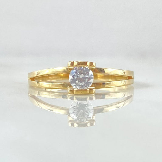 Anillo Solitario Oso TS 2.55gr / T7 / Oro 18K