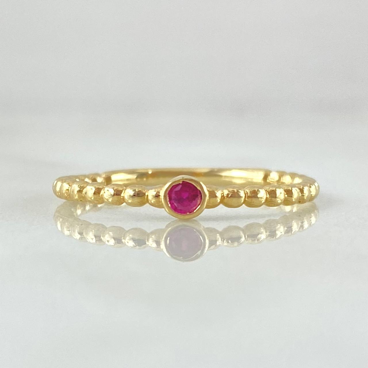Solitaire Ring Bezel Sphere 1.65gr / Size 7 / 18K Gold *