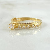 Anillo Solitario Carril Corazones 1.9gr / T6 3/4 / Oro Amarillo 18K *