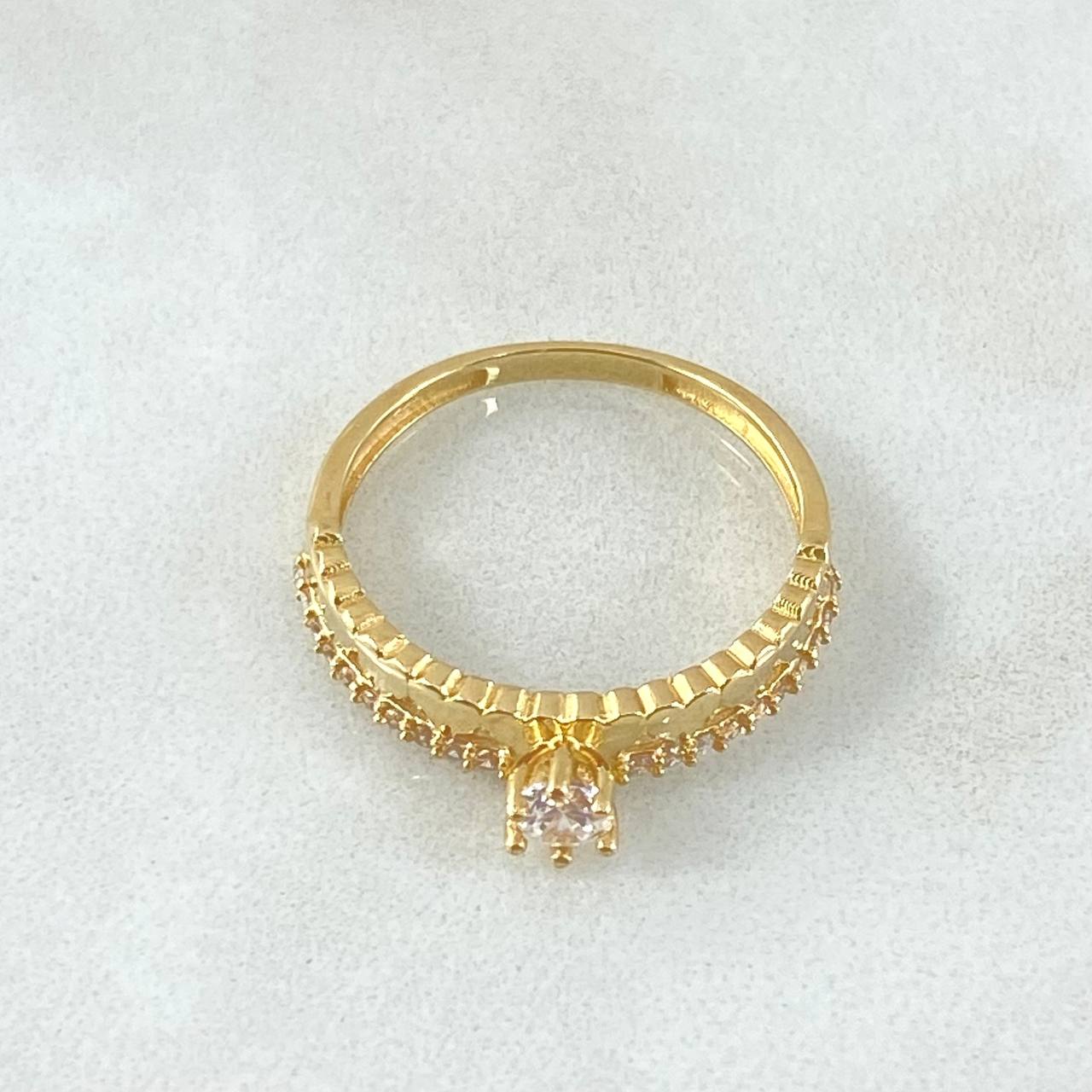 Anillo Solitario Carril Corazones 1.9gr / T6 3/4 / Oro Amarillo 18K *