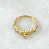 Anillo Solitario Carril Corazones 1.9gr / T6 3/4 / Oro Amarillo 18K *