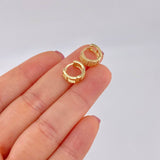 Hoop Earrings Triple Row 2.7g / 1/2 in 18K Yellow Gold