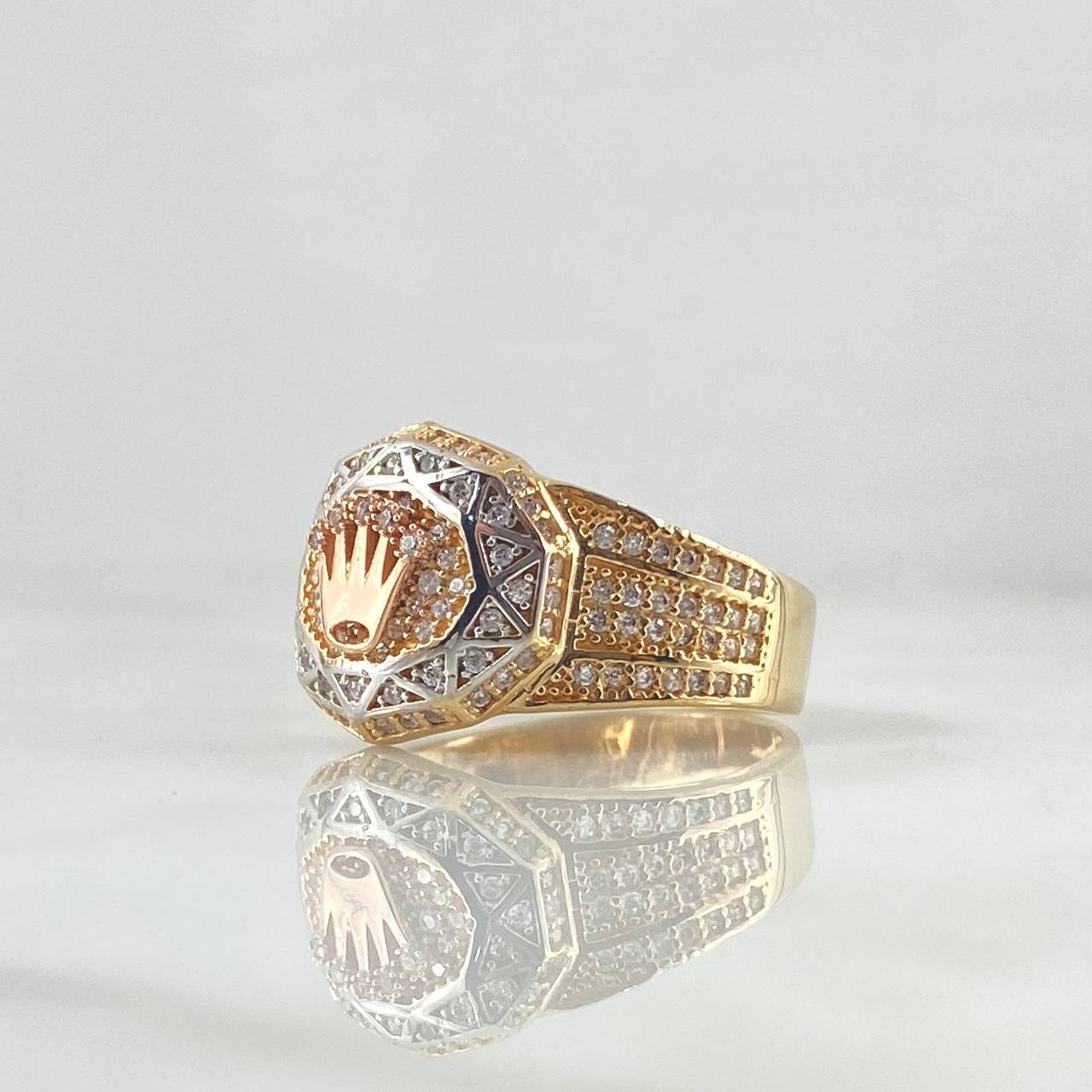 RX Crown Ring In Kaleidoscope 7.9gr / Size 9 1/4 / White Zircons Three 18K Golds *