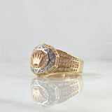 RX Crown Ring In Kaleidoscope 7.9gr / Size 9 1/4 / White Zircons Three 18K Golds *