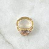 RX Crown Ring In Kaleidoscope 7.9gr / Size 9 1/4 / White Zircons Three 18K Golds *