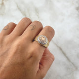RX Crown Ring In Kaleidoscope 7.9gr / Size 9 1/4 / White Zircons Three 18K Golds *