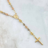 Rosario GC Virgen Milagrosa 9.05gr / 45cm / 4mm-5mm Diamantada Circones Blancos Tres Oros 18K *